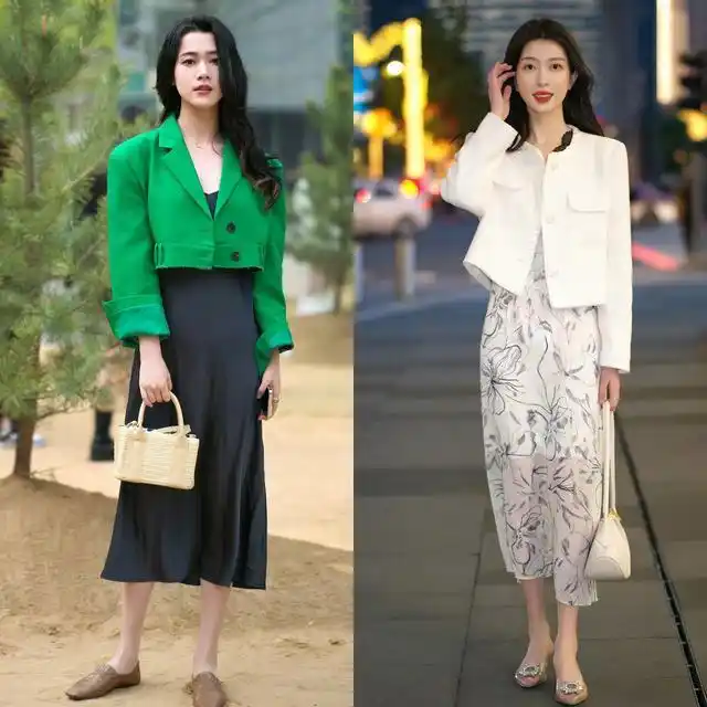 截短款上衣街拍趋势_杭州中年女性穿搭_短款上衣春季搭配