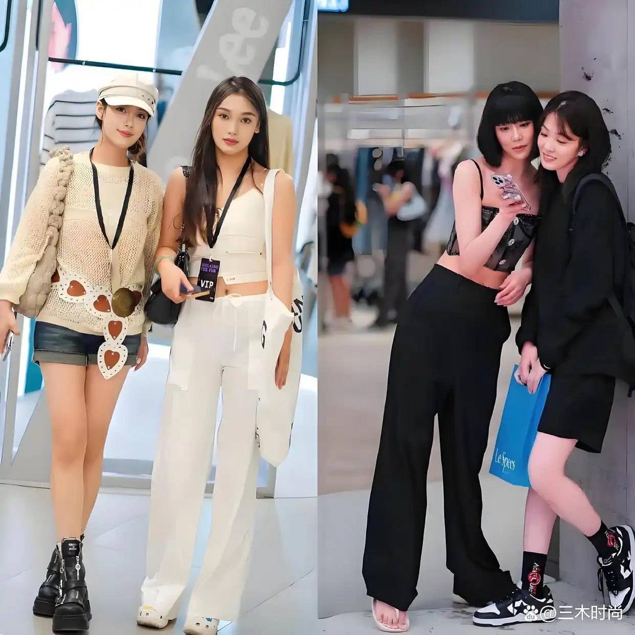 上海时尚女孩穿搭_短袖搭配阔腿裤_截短款上衣街拍趋势